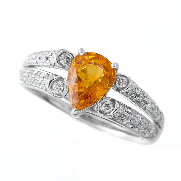 Pt900 Golden Sapphire R