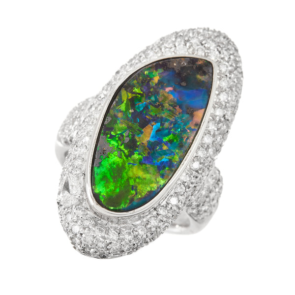 Pt900 Boulder Opal R