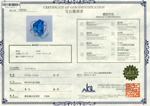 Pt900 Blue Topaz R