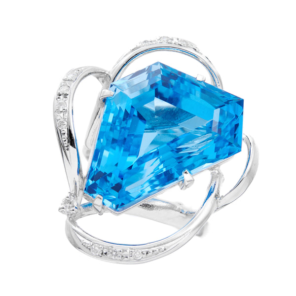 Pt900 Blue Topaz R