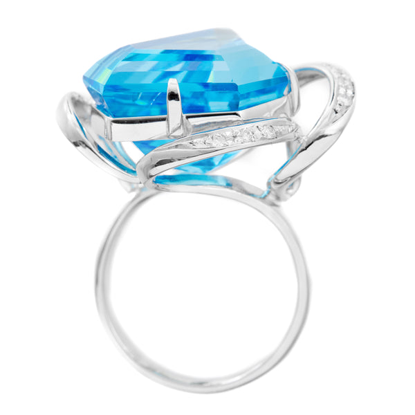 Pt900 Blue Topaz R