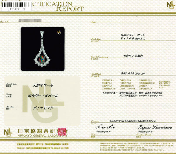 Pt900 Boulder Opal PN