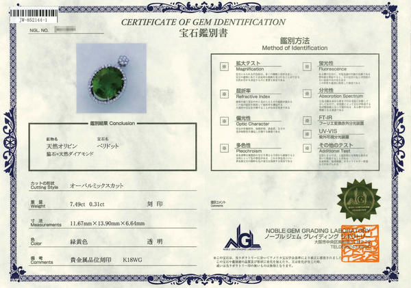 K18WG Peridot PN