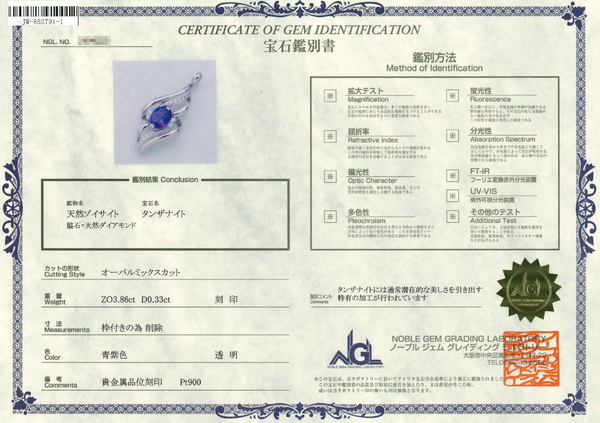 Pt900 Tanzanite PN
