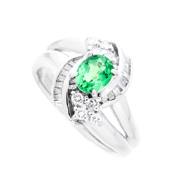 Pt900 Green Garnet R