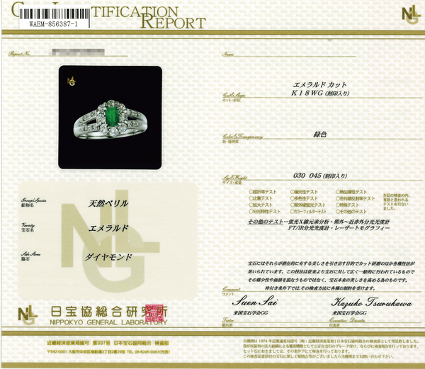 K18WG Emerald R