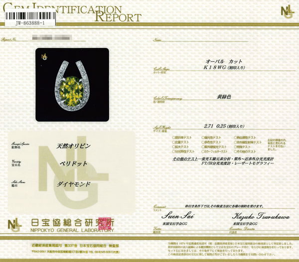 K18WG Peridot PN
