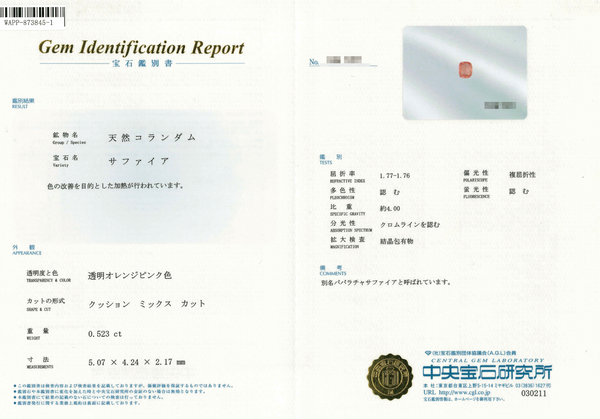 K18WG Padparadscha S R