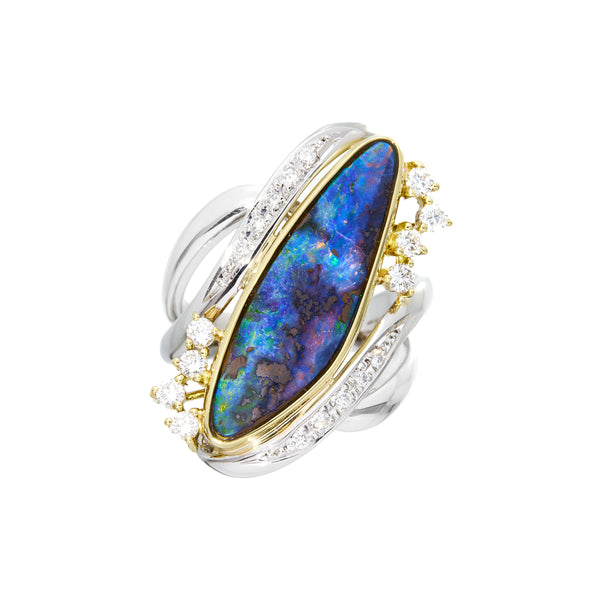 Pt900K18 Boulder Opal R