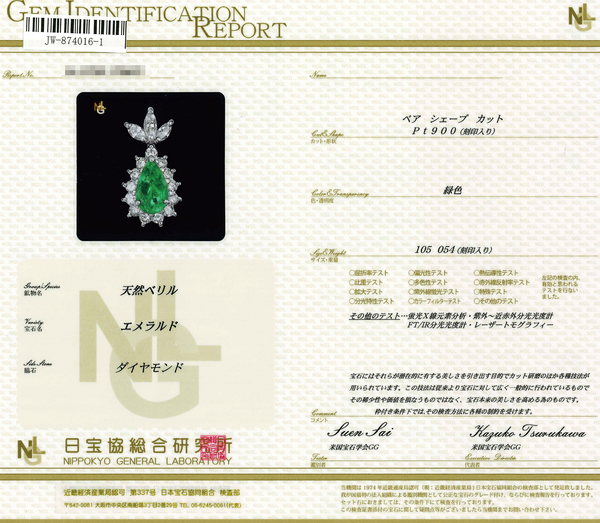 Pt900 Emerald PN