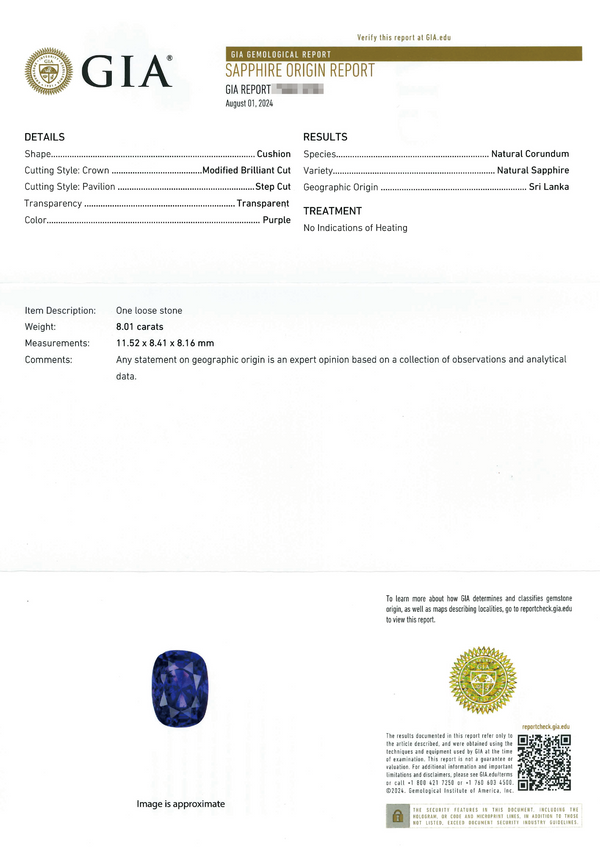 Pt950 Purple Sapphire R