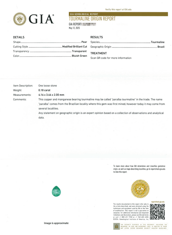 Pt950 Paraiba Tourmaline PN