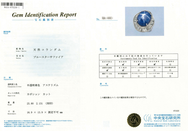 Pt900 Star Sapphire R