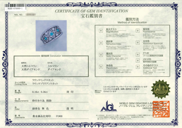 Pt900 Paraiba Tourmaline R