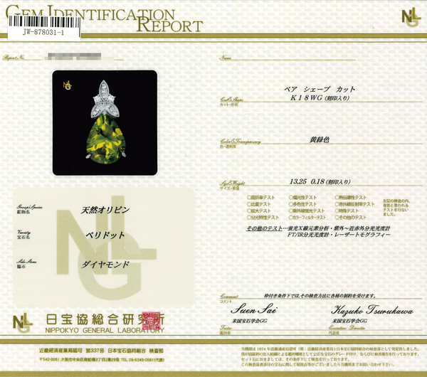 K18WG Peridot PN
