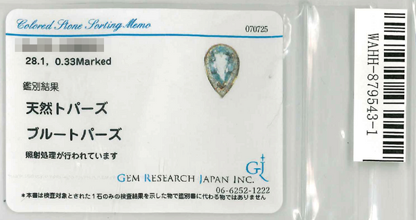 K18Pt900 Blue Topaz R