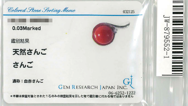 Pt900 Corallium rubrum PN